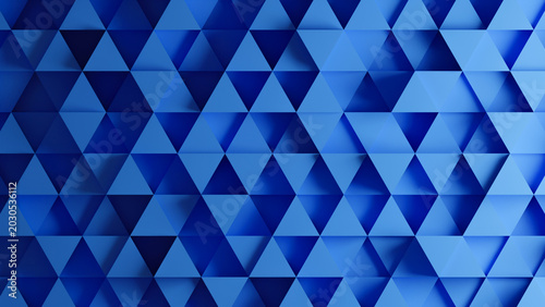 3D background with cobalt blue triangle pattern. 3d triangle pattern with different depths. pattern 3d of triangle shape background
