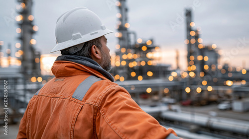Refinery Worker in Dusk: A ...
