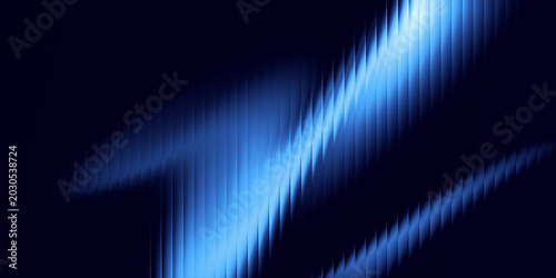 Deep blue ripple glass background with wave distortion on black backdrop. Vertical stripe texture, fractal light flow and luminous depth; futuristic backdrop for tech UI design.