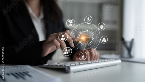 Konstfotografi Leadership icons symbolize teamwork, vision, and decision-making