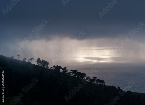 Rain Showers over Cantabrian Sea from Mt Jaizkibel