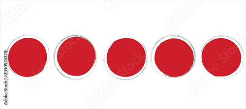 Cuadro en lienzo WebMinimalistic brush circles with textured strokes in red and black ink, featuring rustic imperfect dots, abstract art elements, spiritual meditation inspired symbols, and modern graphic design