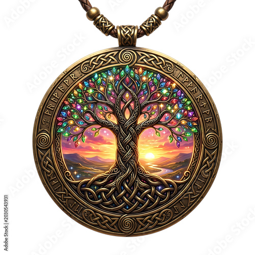 Tree of Life Pendant Necklace Fantasy Mandala Artwork