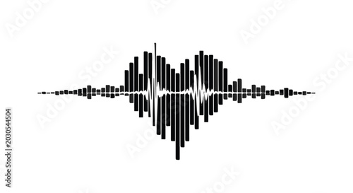 Abstract heart-shaped sound wave representing love and emotion