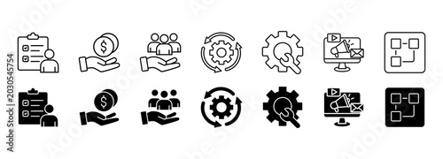 ERP icon set. Enterprise resource planning Vector Illustration Concept