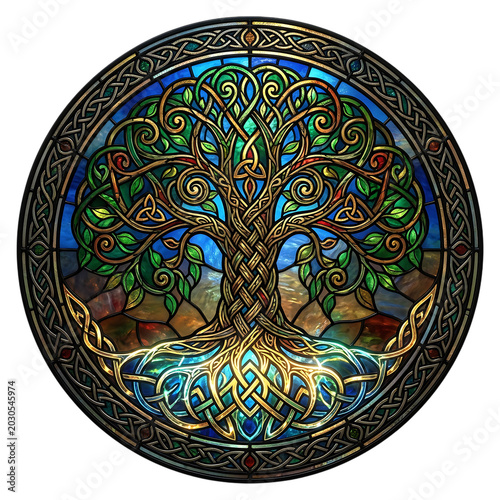 Mystical Celtic Tree of Life Decorative Round Artwork