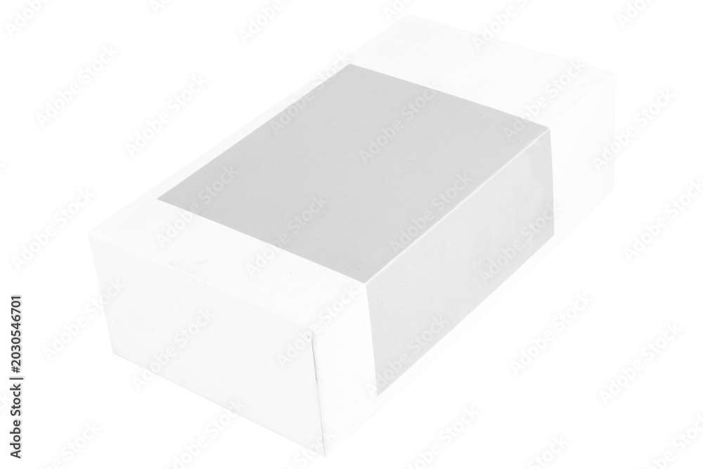 Naklejka premium mockup paper box color white isolated on white background