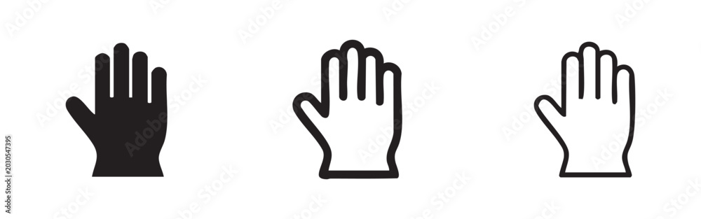 Fototapeta premium Hand and Glove Icon Set for Protection Safety and Hygiene