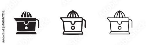 Tableau sur toile Citrus juicer manual squeezer icon set in solid and outline styles