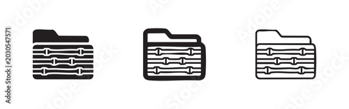 Quadro su tela Data Storage Folder Icons Set with Horizontal Bars