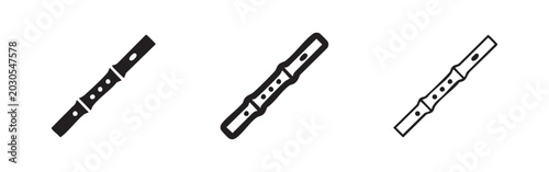 Foto Bamboo flute traditional musical instrument icon set in solid and outline styles