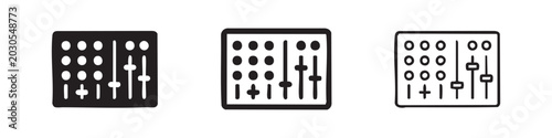 Obraz na płótnie Audio Mixer Console and DJ Equalizer Icon Set