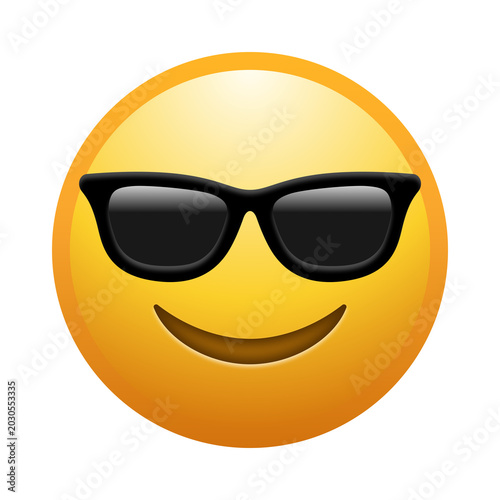 Photos Smiling face with sunglasses emoji illustration, transparent background