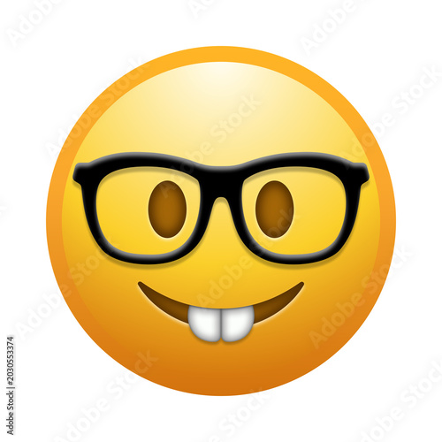 Nerd face emoji illustration, transparent background.