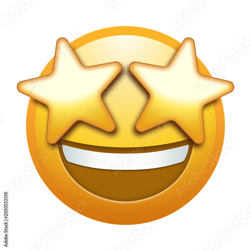 Starstruck emoji illustration, transparent background.