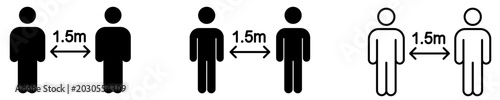 Tableau sur toile Set of social distancing icons, maintaining a safe distance of 1