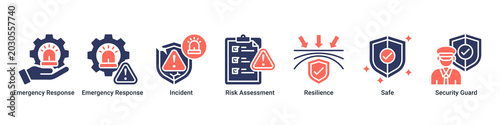 Cuadro en lienzo Emergency Shield web banner icon vector illustration with icons of Emergency Res