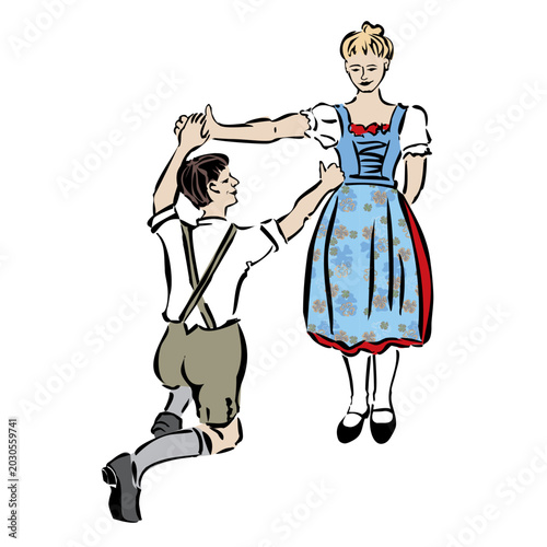 Trachten Menschen beim traditionellen Tanzen auf dem Herbstfest