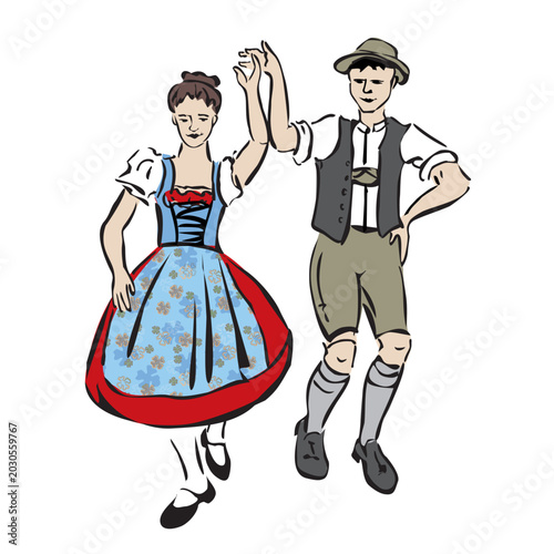 Trachten Menschen beim traditionellen Tanzen