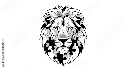 Bild auf Leinwand Lion Head Puzzle Art