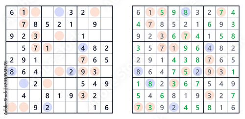 Sudoku solution page with even and odd numbers at easy level. For a book of Japanese Sudoku puzzles