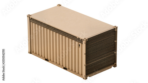 Photos Corrugated cardboard shipping container model, isolated on transparent backgroun