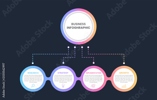 Modern 4 Step Timeline Roadmap Infographic Design for Project Management Workflow and Business Planning Presentation