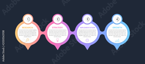 Modern 4 Step Timeline Roadmap Infographic Design for Project Management Workflow and Business Planning Presentation