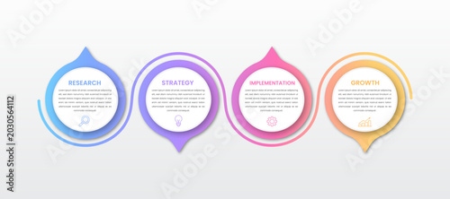 Modern Circle 4 Step Timeline Roadmap Infographic Design for Project Management Workflow and Business Planning Presentation