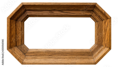 Fotografie Octagonal wooden picture frame with detailed grain, isolated on transparent back