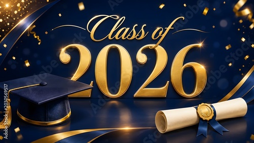 class of 2026 black gold graduation announcement banner