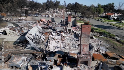 Wildfire Damage in Altadena California Drone Aerial View