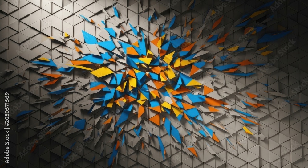 Naklejka premium Geometric Abstract Wall Art With Triangular Patterns