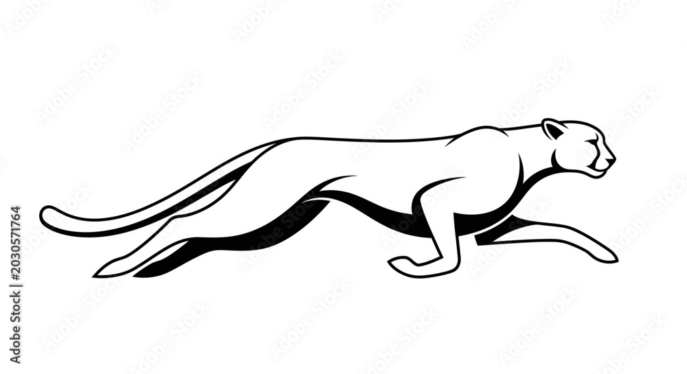 Fototapeta premium Stylized Cheetah Running Silhouette Vector Art