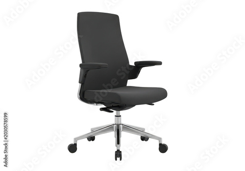 Modern ergonomic office chair isolated on transparent background for comfortable work and productivity.
