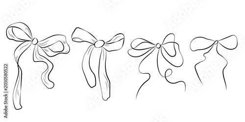 Bild auf Leinwand A set of flirty bows, a hand-drawn sketch. Vector illustration