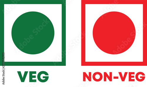 vegetarian nonvegetarian food symbols red symbol green symbol food classification. veg,  non-veg, 