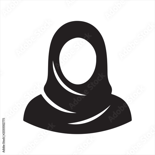 Fotografie Hijab Woman Icon, Muslim Female Avatar and Cultural Diversity Symbol for User Pr
