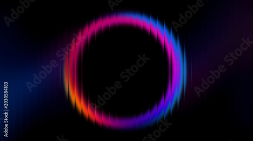 Quadro su tela Glowing neon circle light effect on dark background for ui design