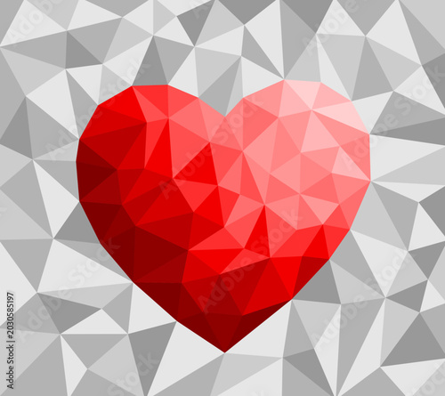 Gray background with geometric red heart.