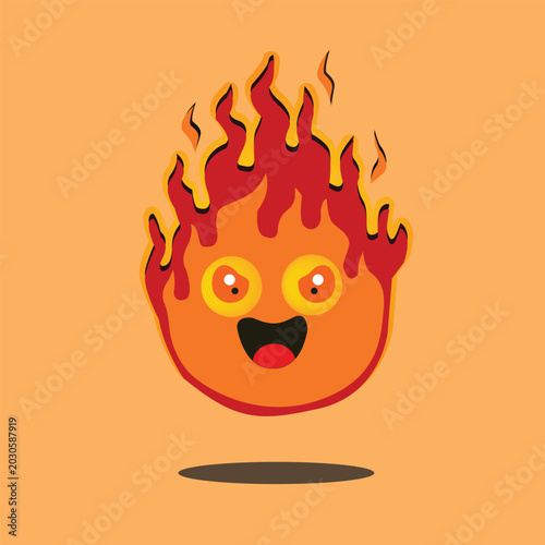 cute fire emoji cartoon vector illustration