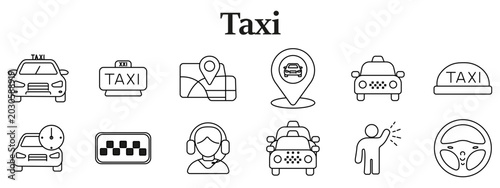 Tableau sur toile Taxi set icon