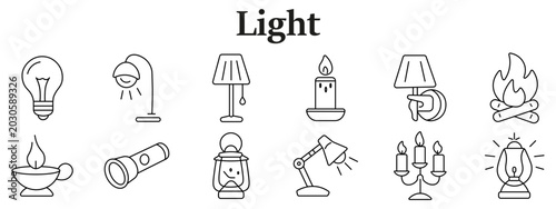 Photos Light sources set icon