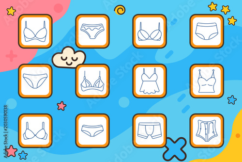 Tableau sur toile Underwear clothing set icon