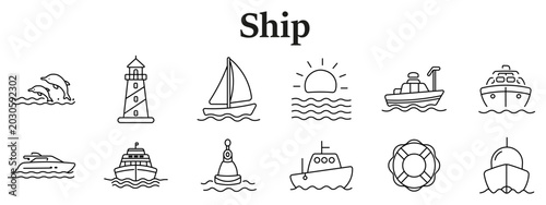 Fotografija Ship set icon