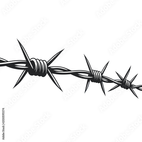 Bild auf Leinwand Barbed Wire Fence - Sharp Spikes Security Barrier Isolated