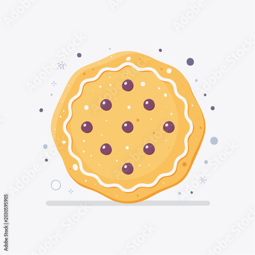Flat Illustration of a Blueberry Cookie