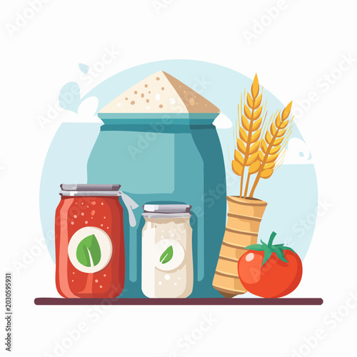 Food Ingredients and Products Illustration