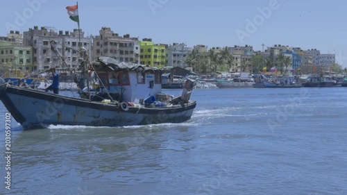 Fishing boats in the Madh Jetty, Mumbai harbor
