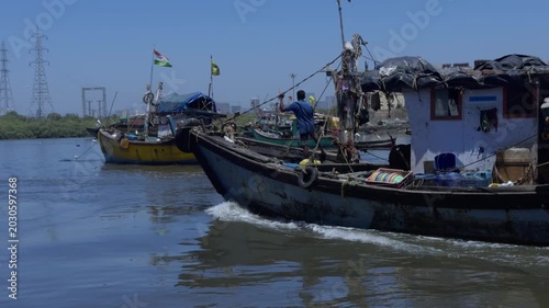 Old fishing boats in the Madh Jetty, Mumbai India
